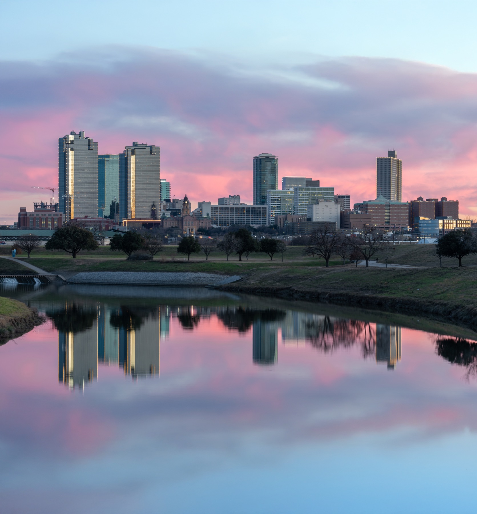 Fort Worth skyline at dusk